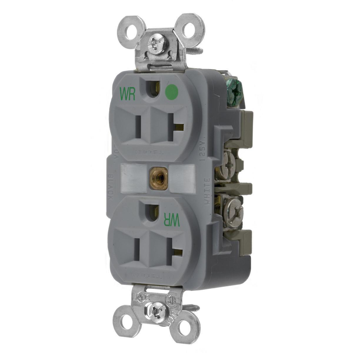 Hubbell Wiring Device-Kellems HBL8300GYWR Straight Blade Receptacles