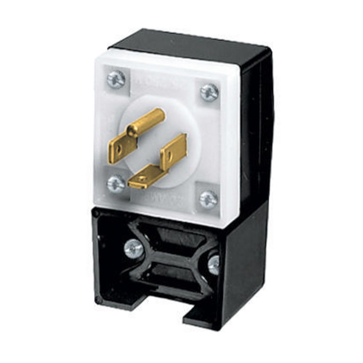 Hubbell Wiring Device-Kellems HBL8411C 1-Phase Grounding Male Standard Cord Mount Straight Blade Plug, 125/250 V AC, 20 A, 3 Poles, 4 Wires, Black