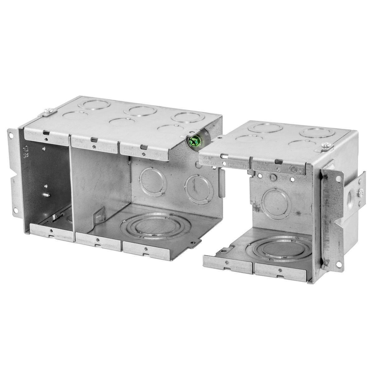 Hubbell Wiring Device-Kellems HBL986 Large Capacity Stamped Standard Gangable AV Wallbox, Steel, 79 cu-in Capacity, 3 Gangs, (22) Knockouts