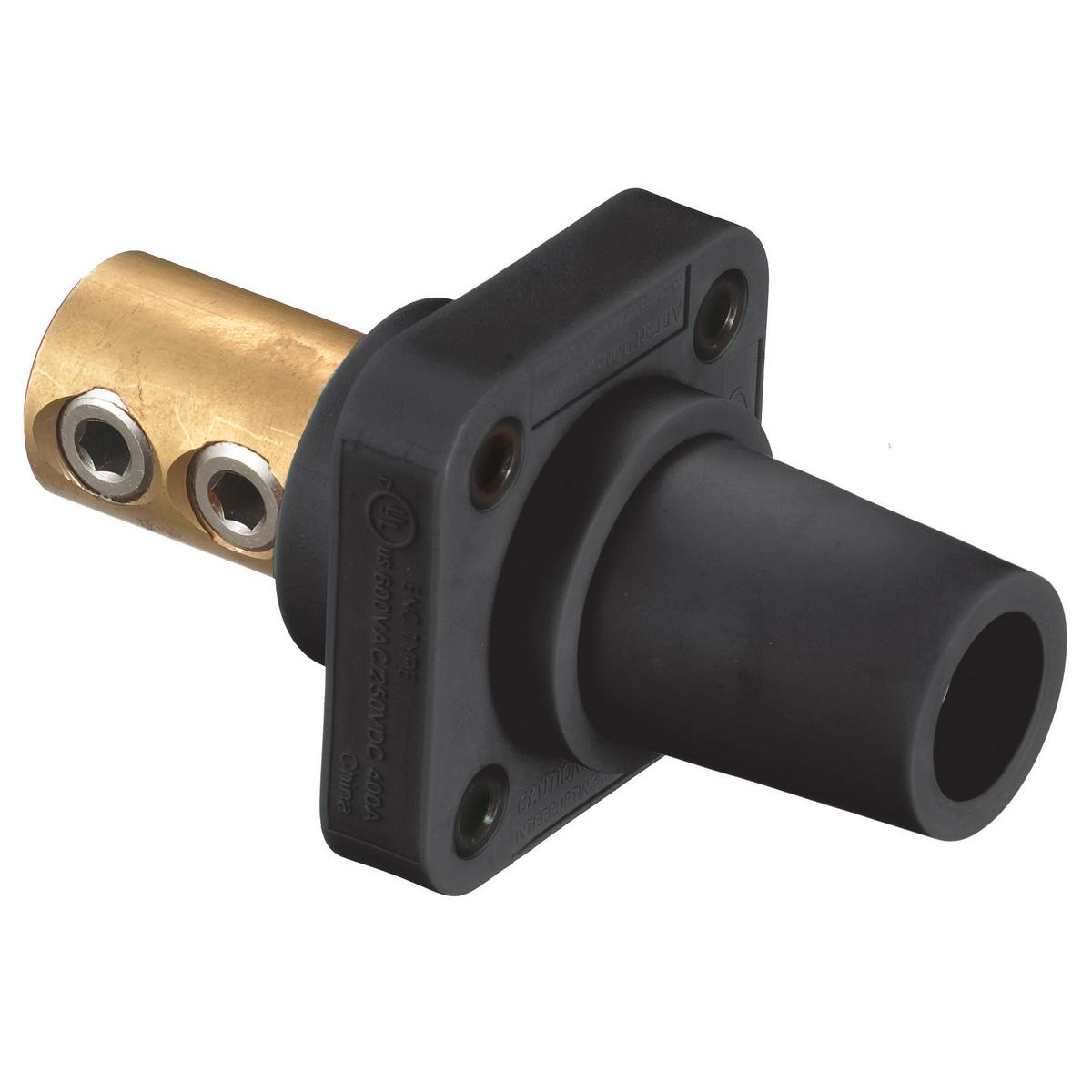 Hubbell Wiring Device-Kellems HBLFRBK 16 Series Female Straight Single Pole Receptacle, 600 V AC/250 V DC, 400 A, 4 to 4/0 AWG Wire, Screw Terminal Connection