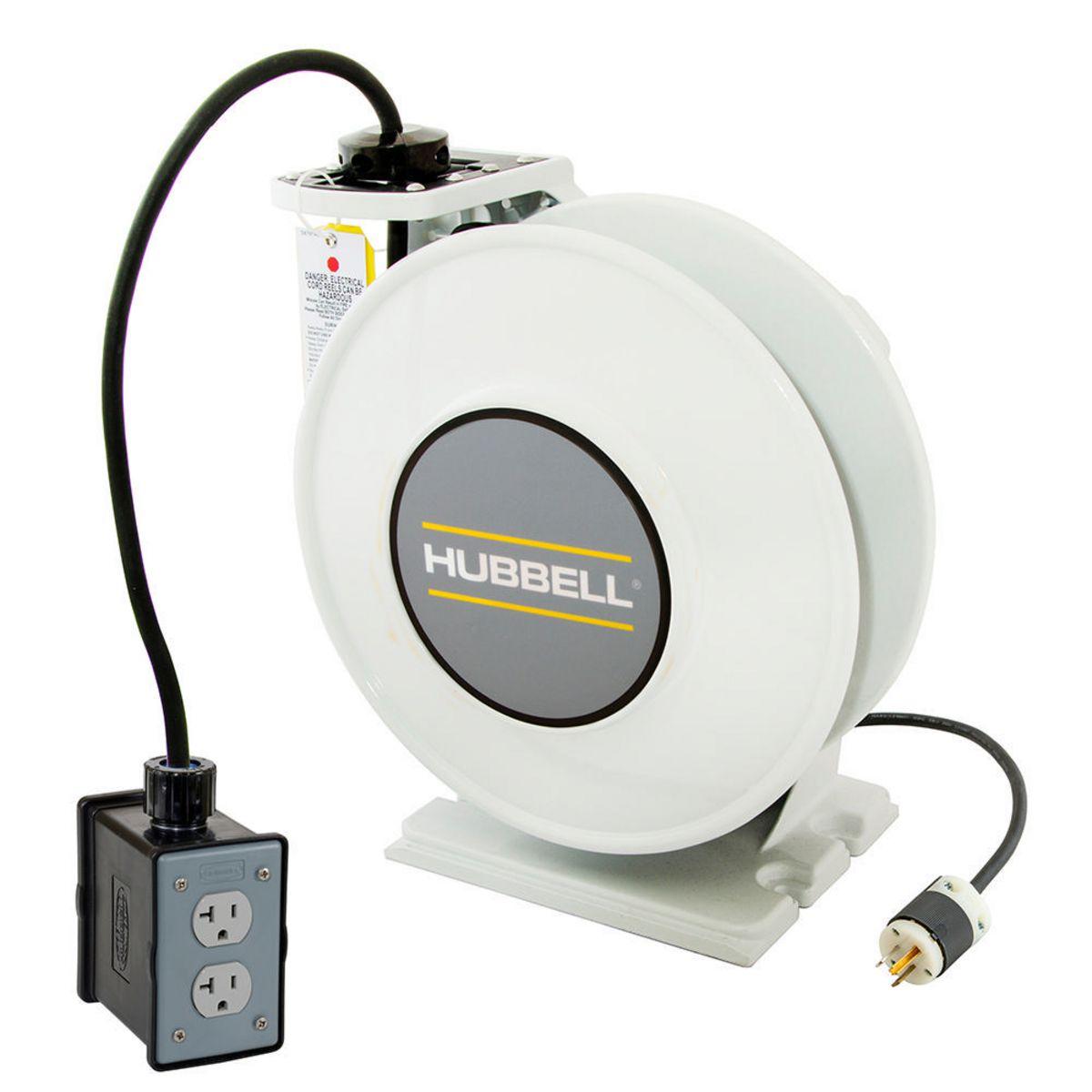 Hubbell Wiring Device-Kellems HBLI25123R20M1 inREACH™ 3-Conductor Cord Reel With Duplex Receptacle, 125 V AC, 20 A, 25 ft L Cord, 12 AWG Conductor
