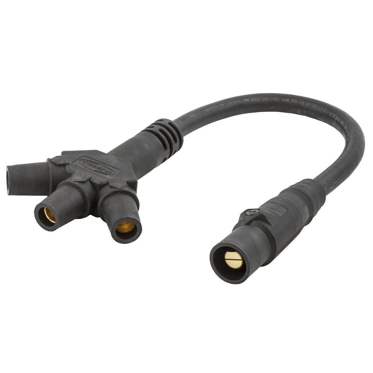Hubbell Wiring Device-Kellems HBLM3FSBK 16 Series Insulated Male-Female-Female-Female Soft Standard Tri Tap Single Pole Connector, 600 V AC/250 V DC, 400 A, Plug-Together Connection, Composite Housing