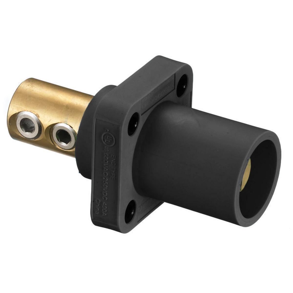 Hubbell Wiring Device-Kellems HBLMRBK 16 Series 1-Phase 1-Pole Male Heavy Duty Single Pole Receptacle, 600 V AC/250 V DC, 400 A, 4 to 4/0 AWG Wire, Screw Terminal Connection, 3R/4X/12K NEMA Rating
