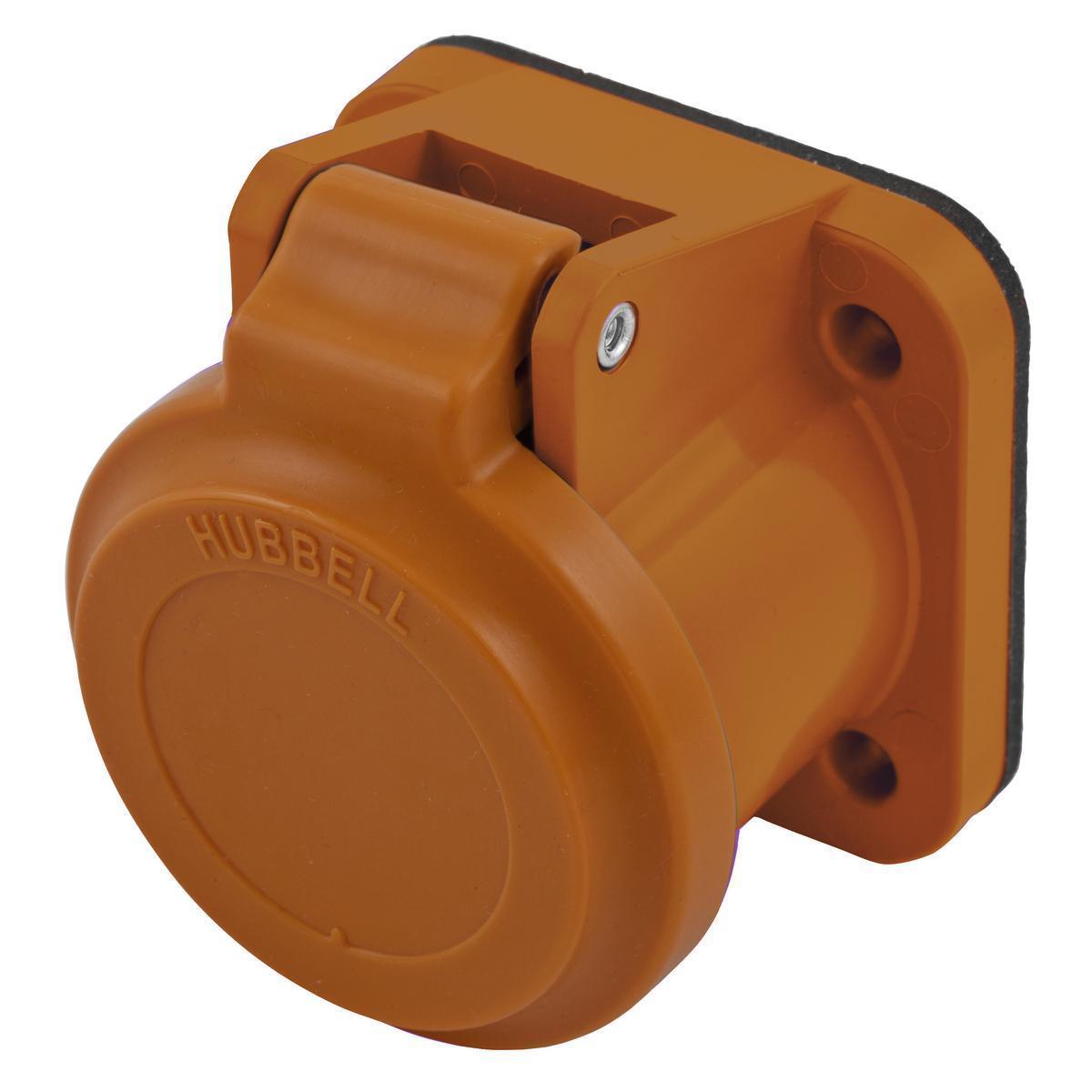 Hubbell Wiring Device-Kellems HBLNCAO 16 Series Weatherproof Surface Mount Protective Lift Cover, #1, For Use With 300/400 A, 600 V AC/250 V DC 1-Pole and Temporary Power Device, Nylon/PBT, Orange