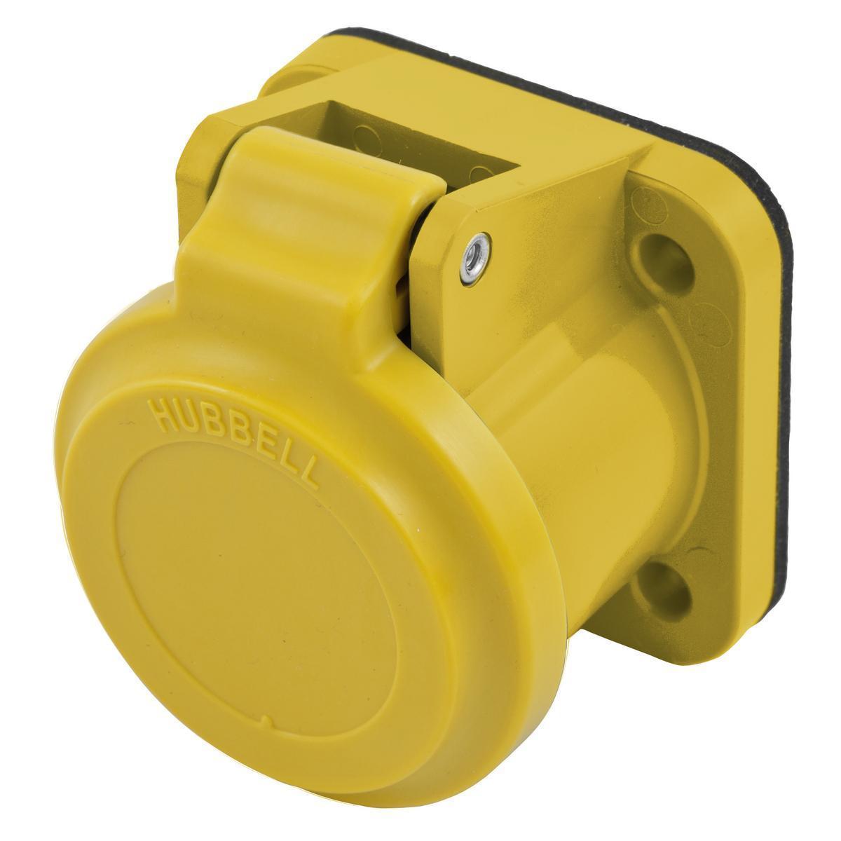 Hubbell Wiring Device-Kellems HBLNCAY 16 Series Weatherproof Surface Mount Protective Lift Cover, #1, For Use With 300/400 A, 600 V AC/250 V DC 1-Pole and Temporary Power Device, Nylon/PBT, Yellow