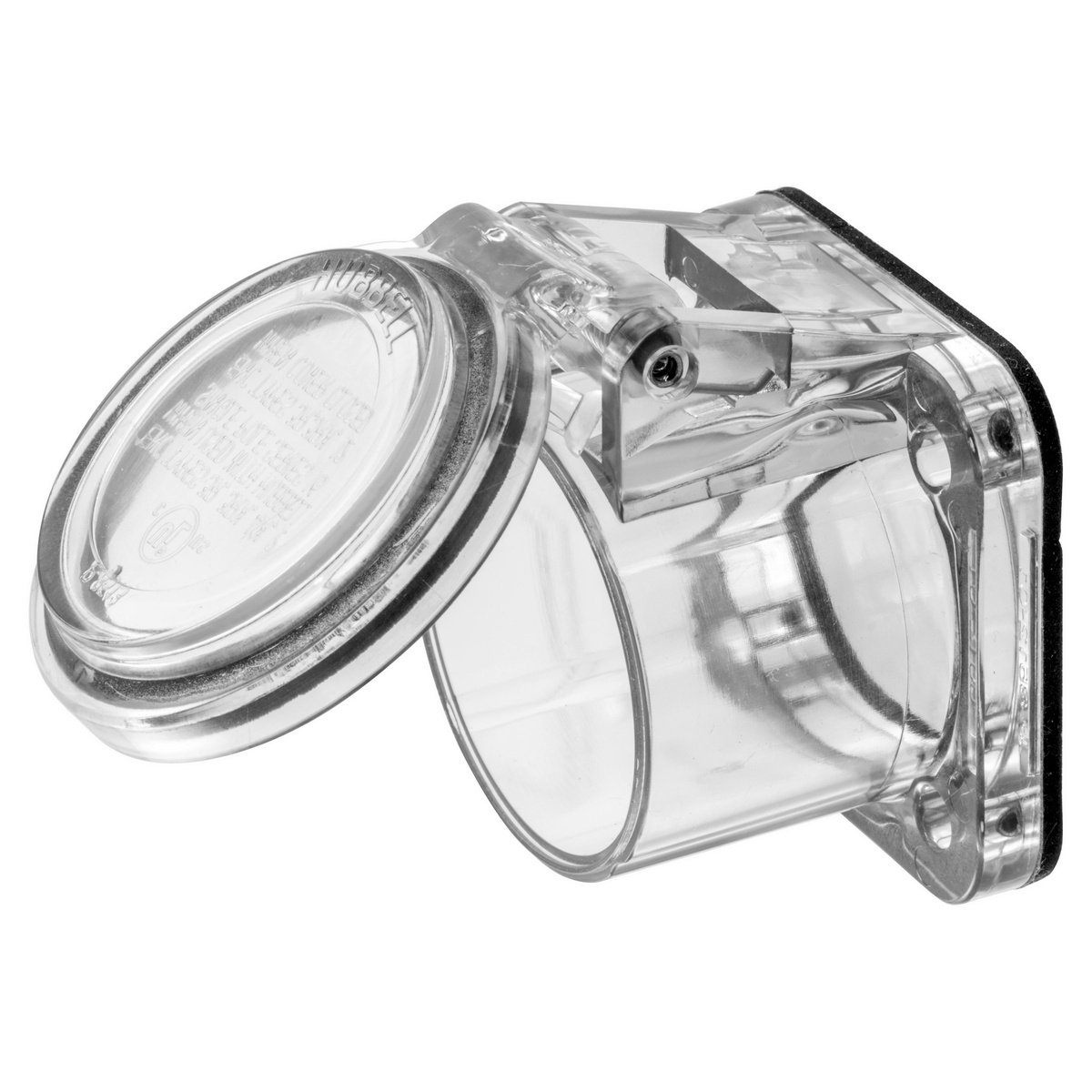 Hubbell Wiring Device-Kellems HBLNCC 16 Series Weatherproof Standard Screw Mount Protective Lift Cover, For Use With 300/400 A, 600 V AC/250 V DC 1-Pole and Temporary Power Device, Polycarbonate, Clear