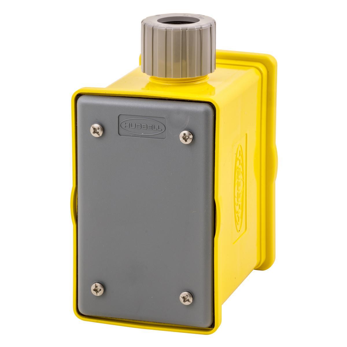 Hubbell Wiring Device-Kellems HBLPOB1 Standard Sized Weatherproof Fabricated Portable Outlet Box, 32 cu-in Capacity, 1 Gangs, (1) Knockouts, 5.38 in L x 4.2 in W x 3.18 in H