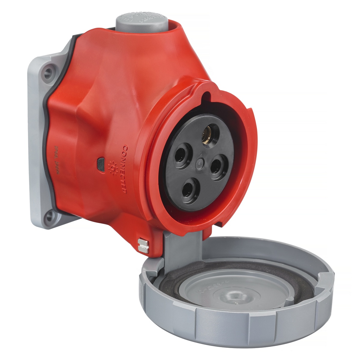 Hubbell Wiring Device-Kellems HBL® Advantage™ HBLS460R7W 1-Phase Grounding Switch Rated Screw Mount Pin and Sleeve Receptacle With Pilot Pin, 480 VAC, 60 A, 3 Poles, 4 Wires, Red