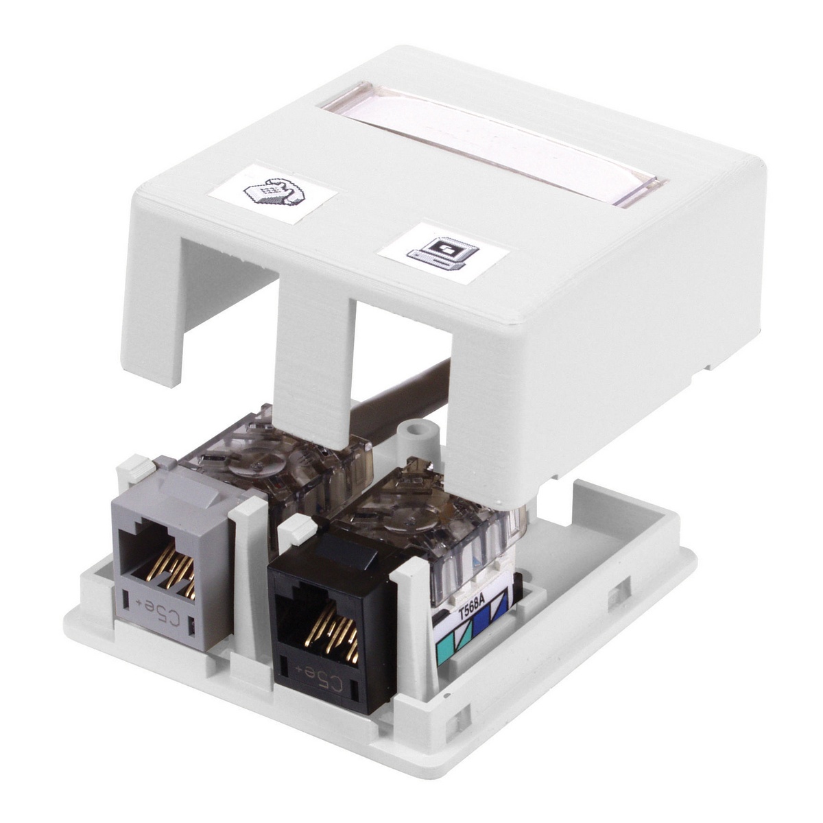 PREMISE WIRING iSTATION™ HSB2W HSB 2-Port Surface Mount Box, For Use With Hubbell Keystone Connectivity, Surface Mount, High-Impact Thermoplastic (UL 94V-0)