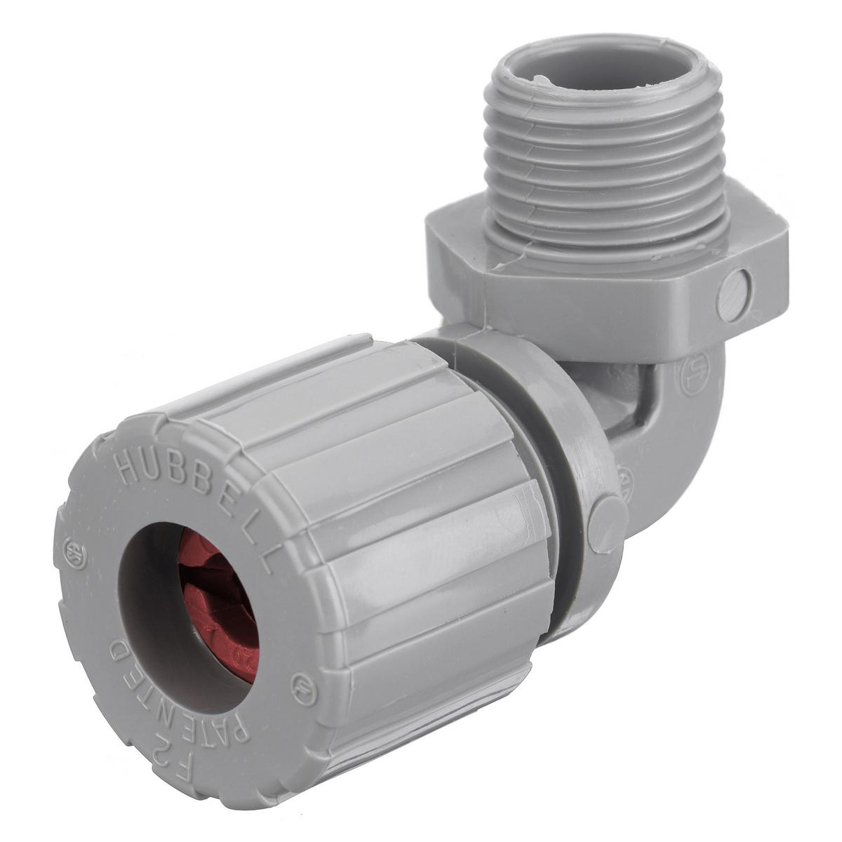 Hubbell Wiring Device-Kellems NHC1021CR NHC 90 deg Form 2 Standard Wire Management Cord Connector, 1/2 in MNPT Trade, (1) Conductors, 0.19 to 0.25 in Cable Openings, Nylon, Smooth