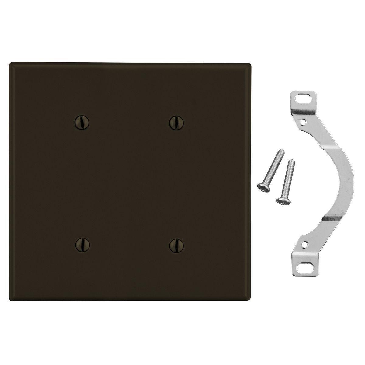 Hubbell Wiring Device-Kellems P24 Non-Metallic Standard Blank Wall Plate, 2 Gangs, 4.69 in W x 4.63 in H, Polycarbonate Thermoplastic, Brown