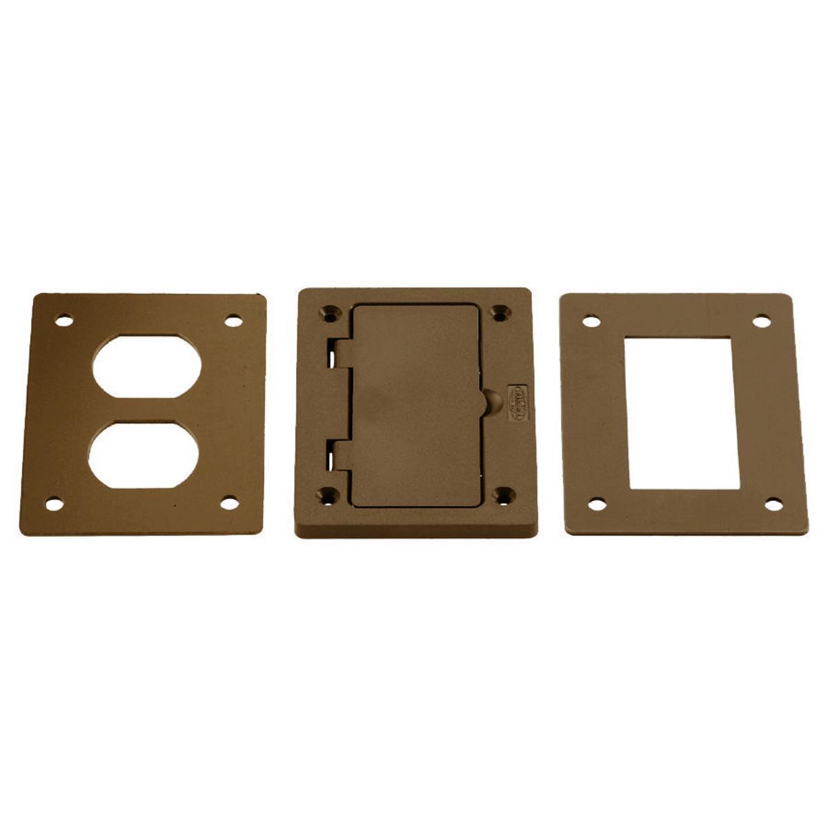 Hubbell Wiring Device-Kellems ScrubShield® PFBR826BRA Decorator Flush Style Molded Non-Metallic Standard Cover and Flange With Duplex and Style Line® Decorator Inserts, 4.15 in L x 2.97 in W x 0.24 in D, PVC