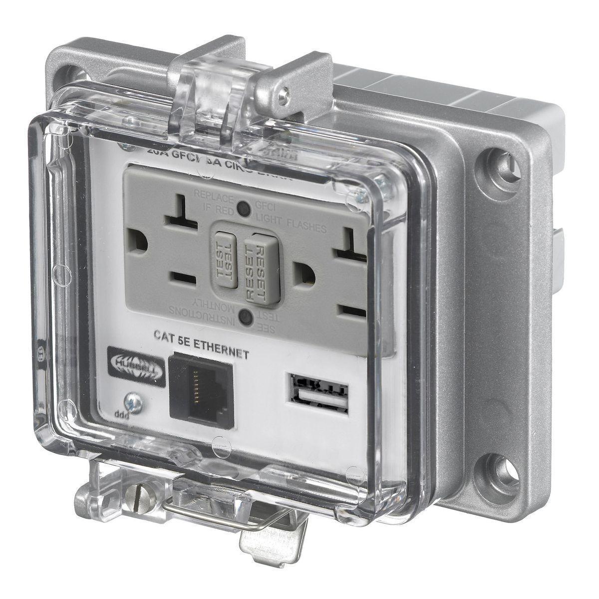 Hubbell Wiring Device-Kellems PR205EUSBA Combination Outlets