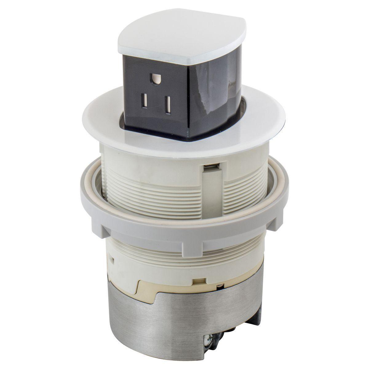Hubbell Wiring Device-Kellems RCT200W Pop-Up Surface Standard Sized Tamper Resistant Countertop Receptacle, Composite, 1 Gangs, 1 Outlets, 2 Knockouts