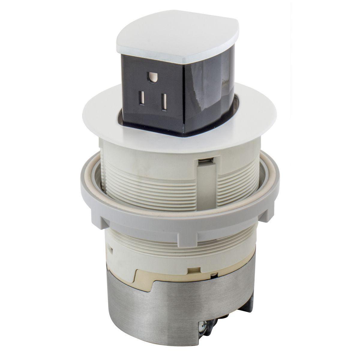 Wiring Device-Kellems RCT201W Kitchen Counter Receptacle, 125 V, 15 A, 2 Poles, 3 Wires, White