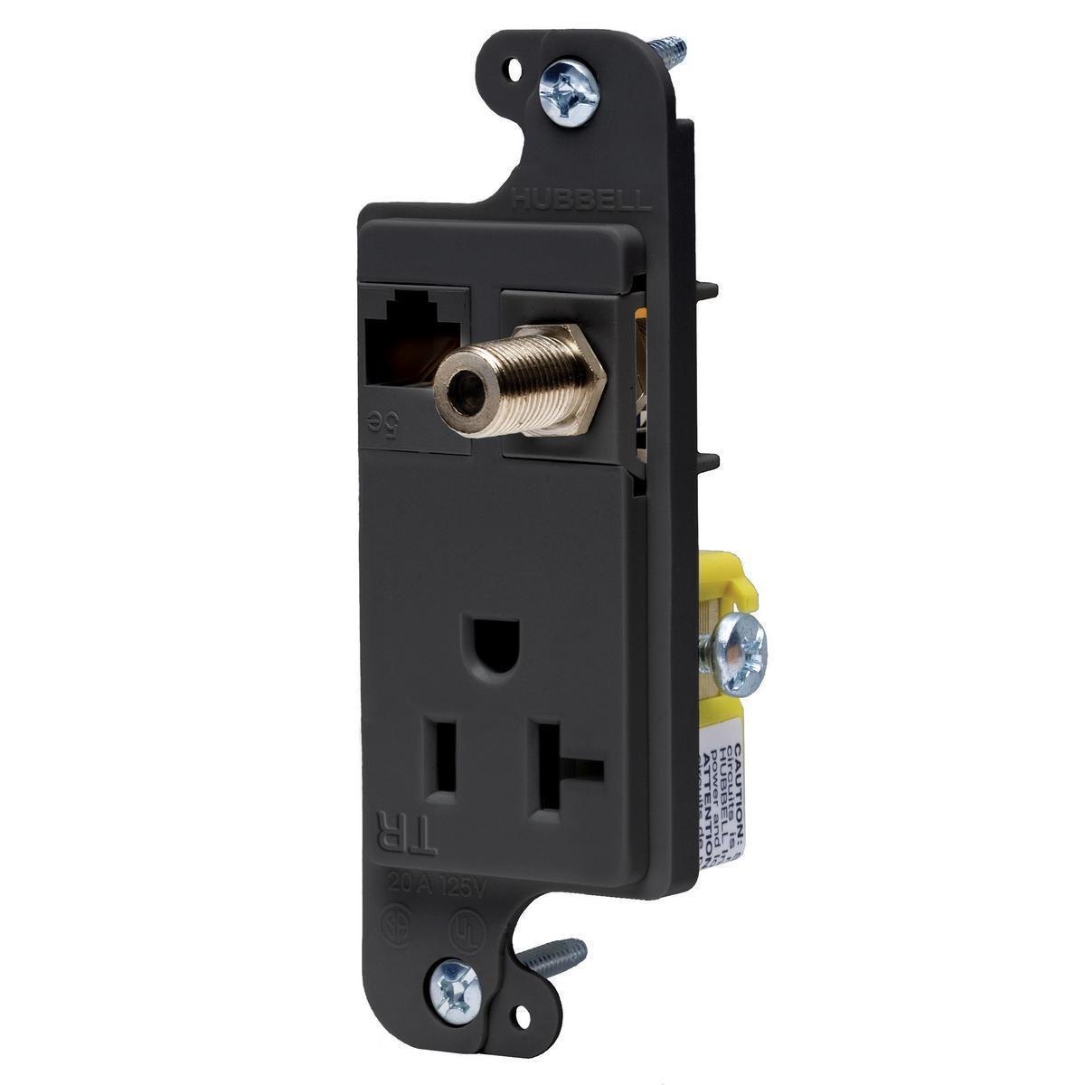 Hubbell Wiring Device-Kellems RJ620BKTR Combination Outlets