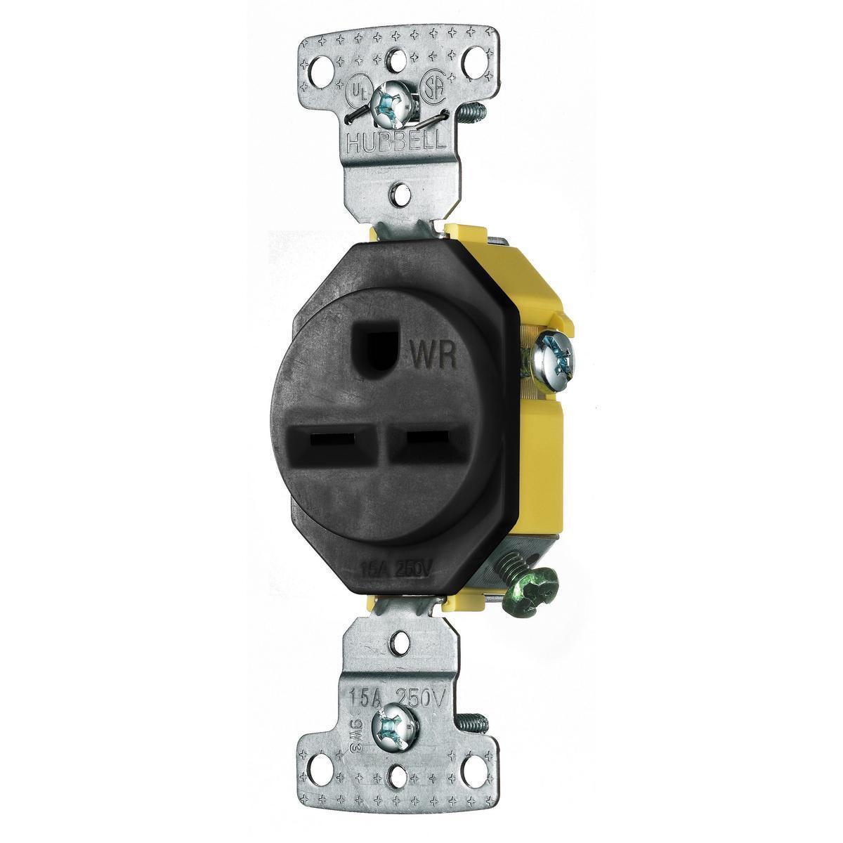 Hubbell Wiring Device-Kellems RR155BKWR Straight Blade Receptacles