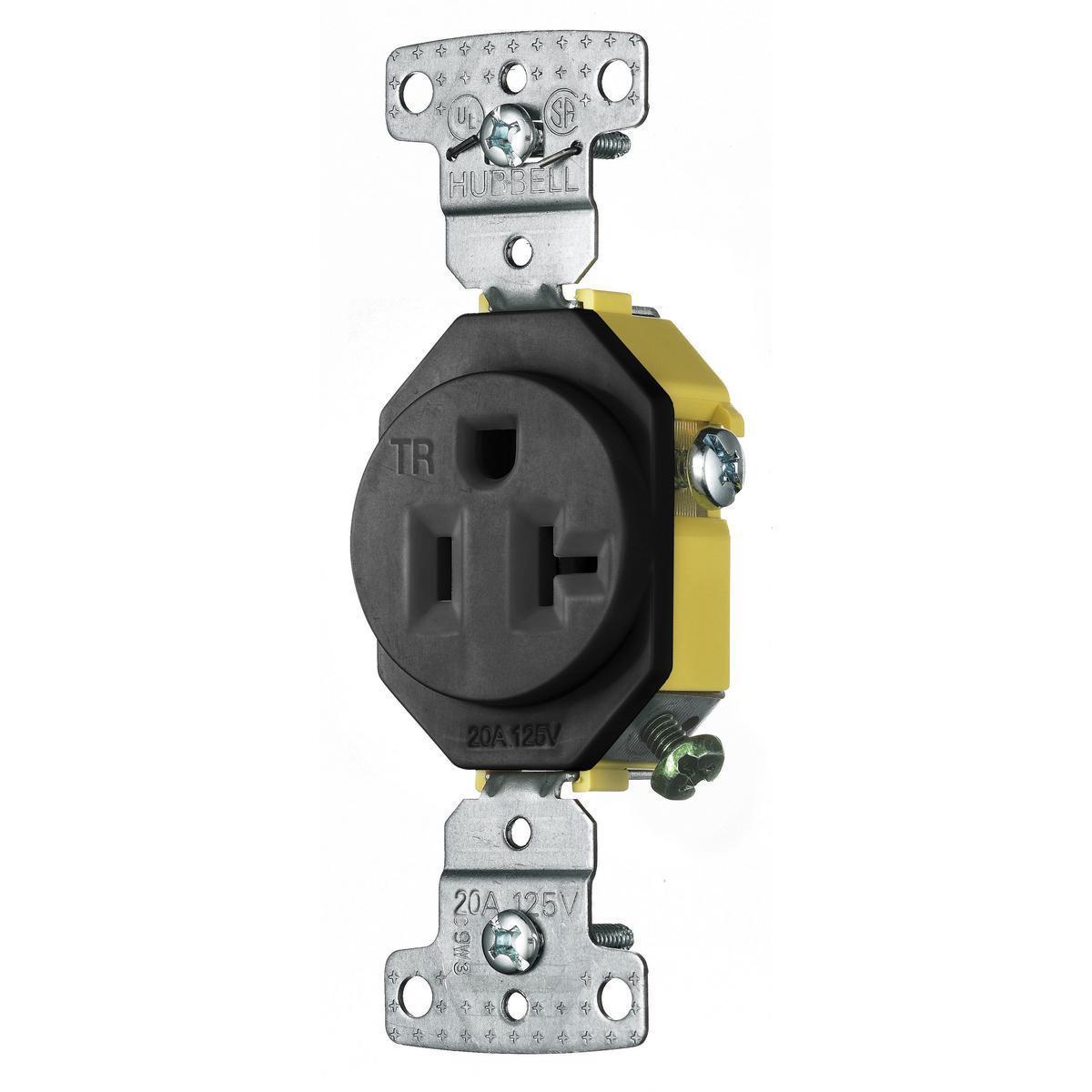 Hubbell Wiring Device-Kellems RR201BKTR Straight Blade Receptacles