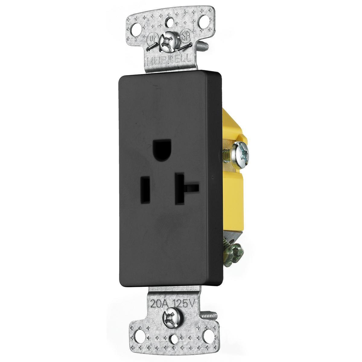 Hubbell Wiring Device-Kellems RRD201BK Straight Blade Receptacles