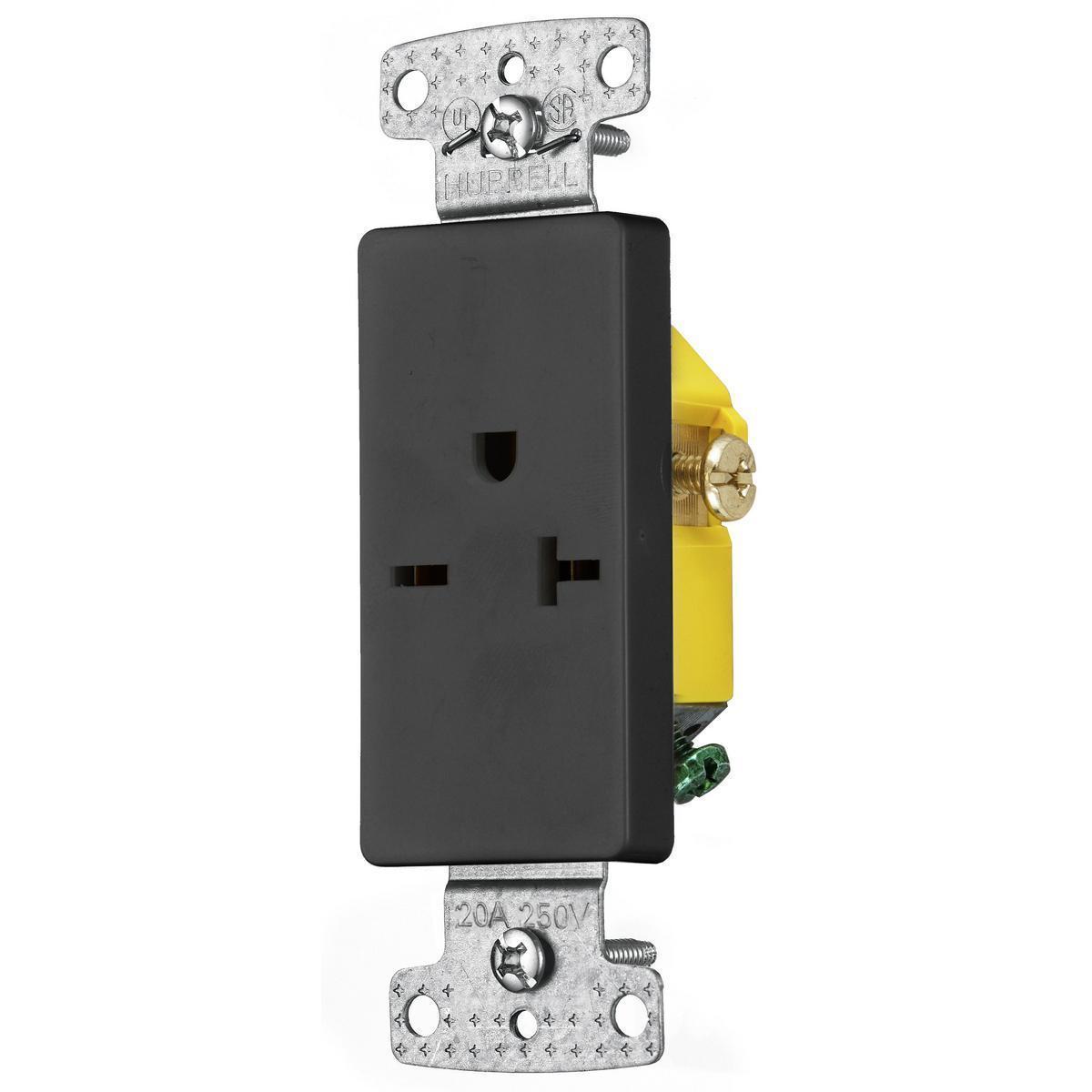 Hubbell Wiring Device-Kellems RRD205BK Straight Blade Receptacles