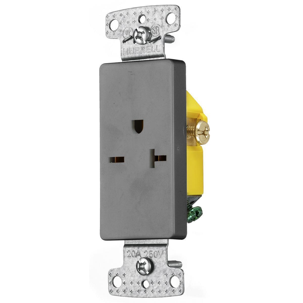 Hubbell Wiring Device-Kellems RRD205GY Straight Blade Receptacles