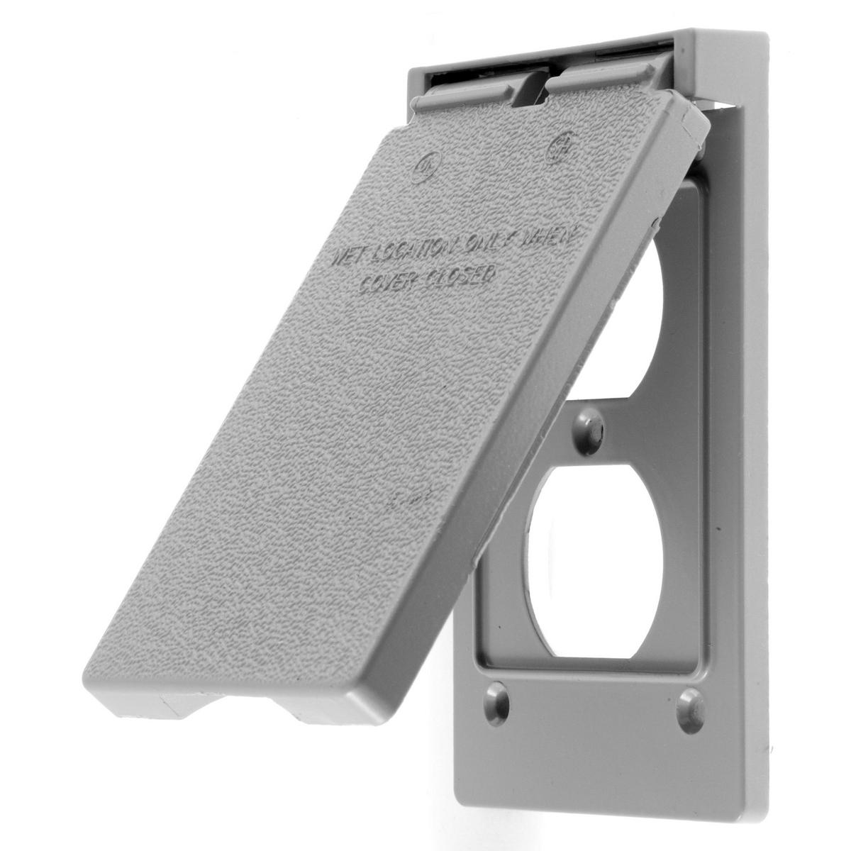 Hubbell Wiring Device-Kellems Twist-Lock® RW51470 Weatherproof While-In-Use Cover, 2-3/4 in L 4-1/2 in W 1 in D, Duplex Cover, Cast Zinc