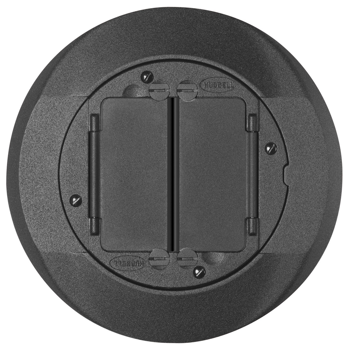 Hubbell Wiring Device-Kellems SystemOne S1CFCBL Standard Universal Floor Box Cover, 8 in Dia, 8 in W 7/16 in D, Composite