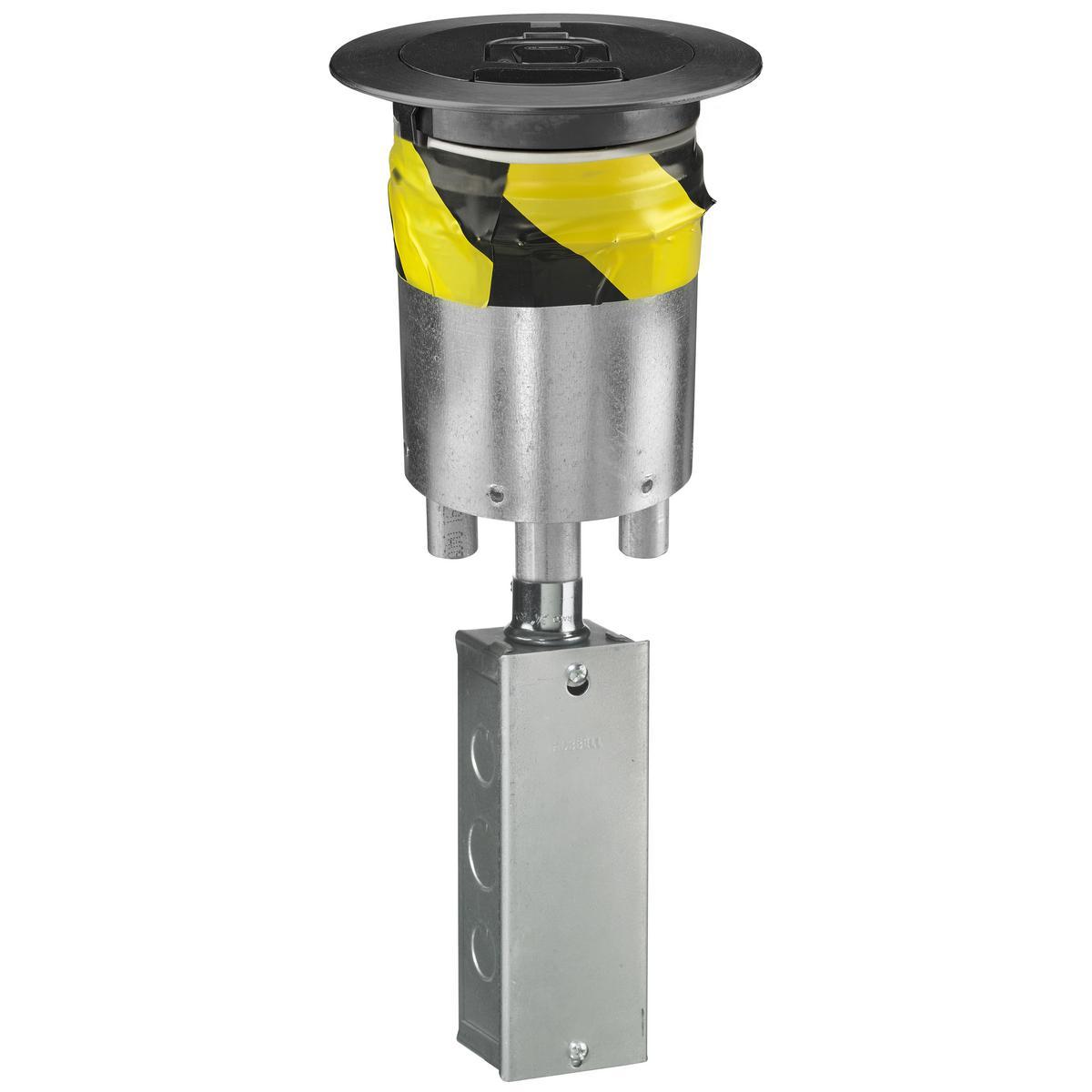 Hubbell Wiring Device-Kellems S1R4PTBLK 1-Piece Recessed Standard Sized Poke-Through Assembled Unit, 4 in Hole, 23.5 cu-in Capacity, Assorted Materials