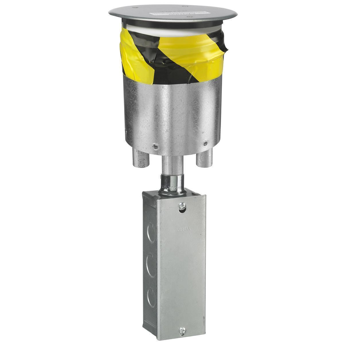 Hubbell Wiring Device-Kellems SystemOne ScrubShield® S1R4PTFIT Recessed Standard Sized Poke-Through Unit, 4 in Hole, 5.53 in Dia x 0.06 in THK Cover, 23.5 cu-in Capacity, Assorted Materials