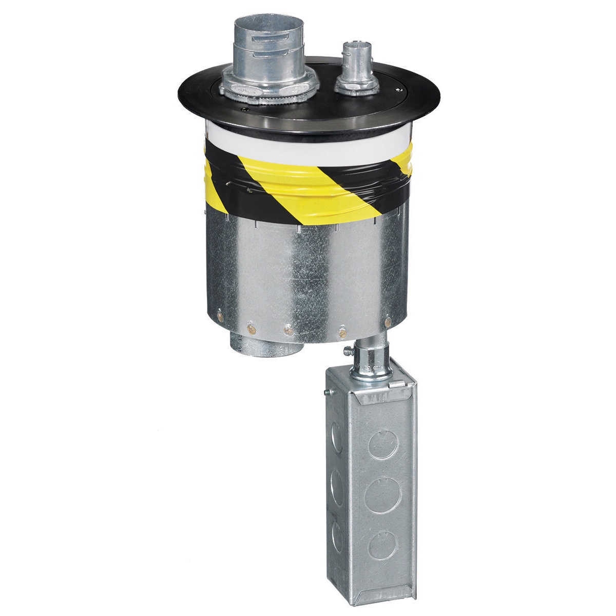 Hubbell Wiring Device-Kellems SystemOne ScrubShield® S1R6PTFFBLK Recessed Standard Sized Poke-Through Assembled Unit, 6 in Hole, 7.5 in Dia x 0.15 in THK Cover, 60.44 cu-in Capacity, Composite