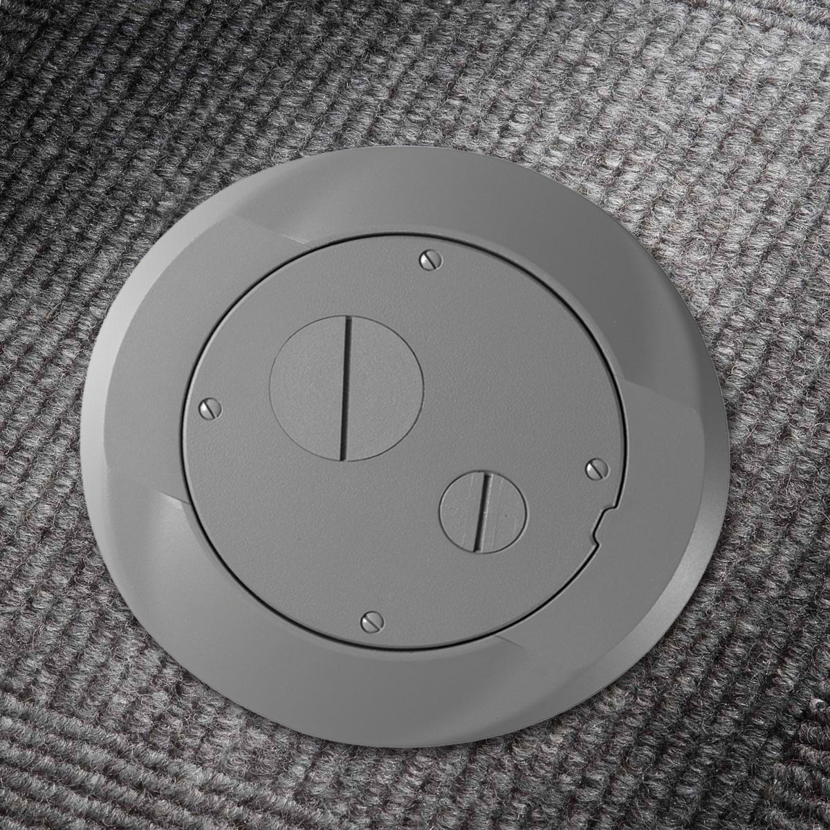 Hubbell Wiring Device-Kellems SystemOne S1SPFFGY Fire-Rated Poke-Through Sub Plate, 8 in Dia, 2.41 in L, Cast Aluminum