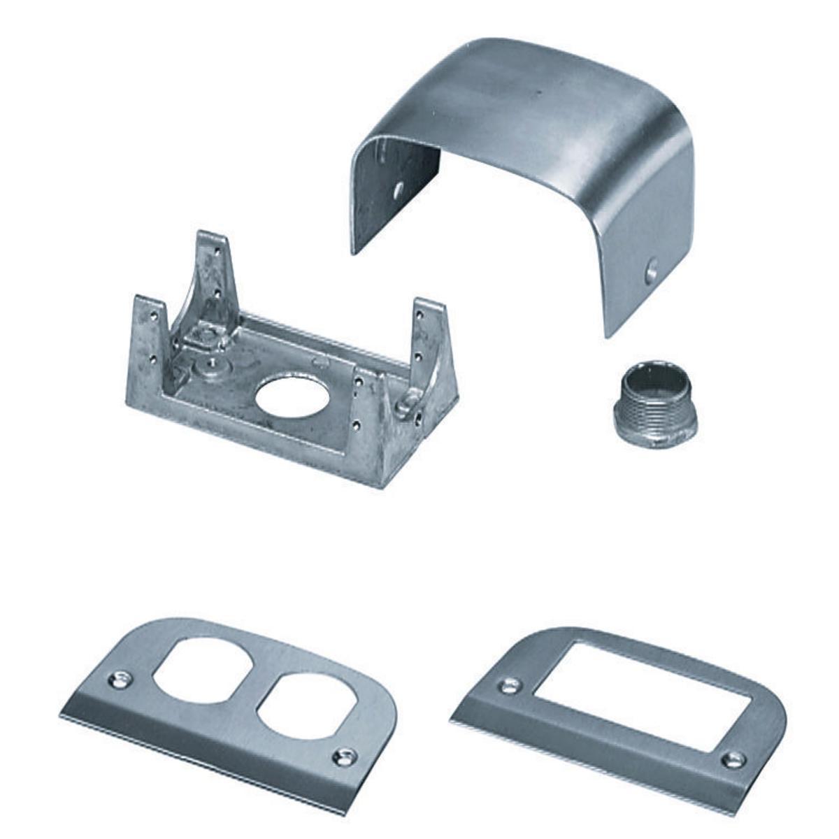 Hubbell Wiring Device-Kellems SC3099A Lo-Con Standard Pedestal Frame Housing, For Use With LO-CON Series 2-Gang Wall, Floor Box, 30 cu-in Capacity, 1 in On Bottom Knockout, 1 in Chase Nipple, Stub Up Cable Entry, Surface Mount, Aluminum