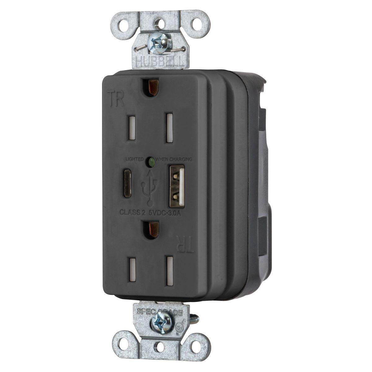 Hubbell Wiring Device-Kellems SNAP8300UACBK Receptacles & USB Ports