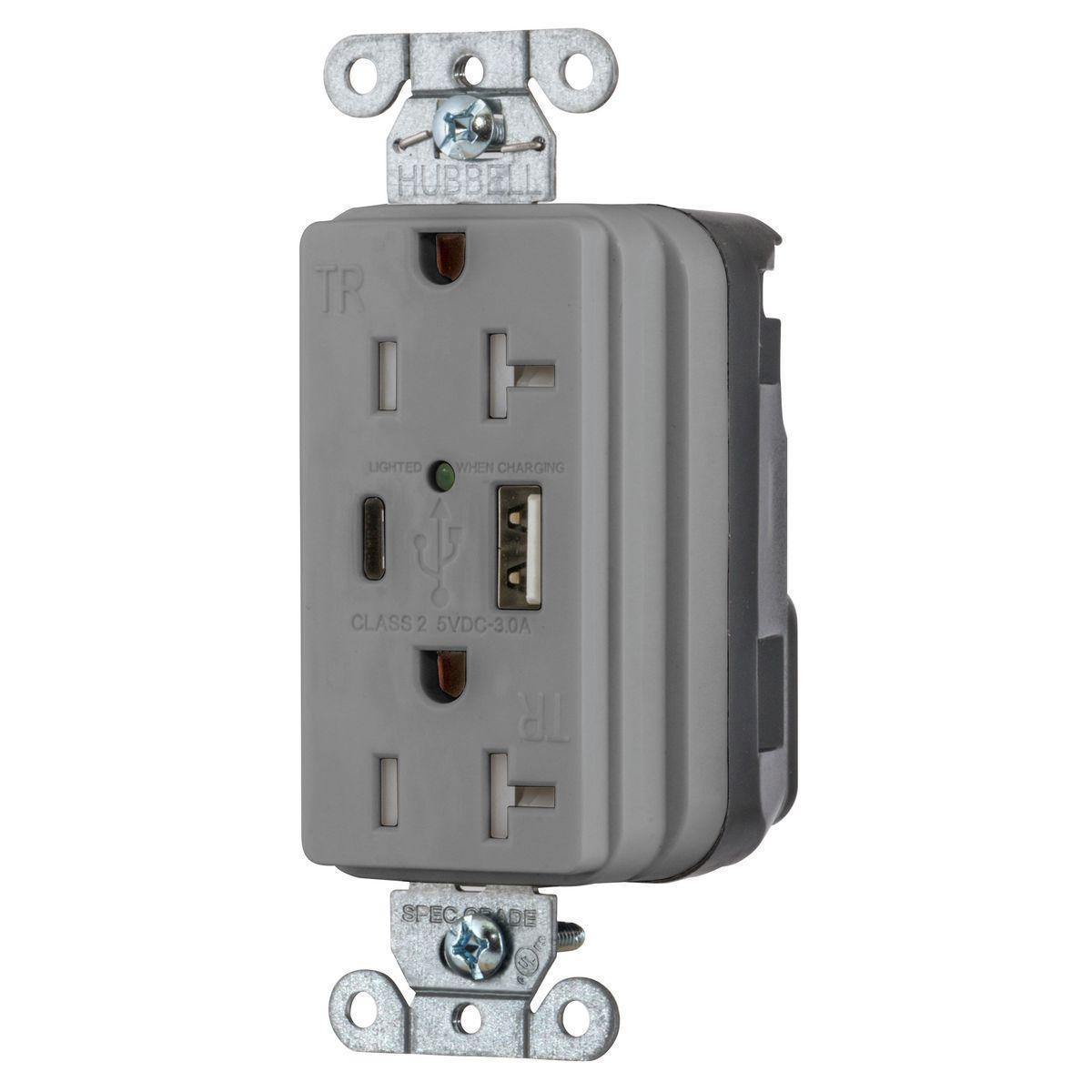 Hubbell Wiring Device-Kellems SNAP20UACGY Receptacles & USB Ports
