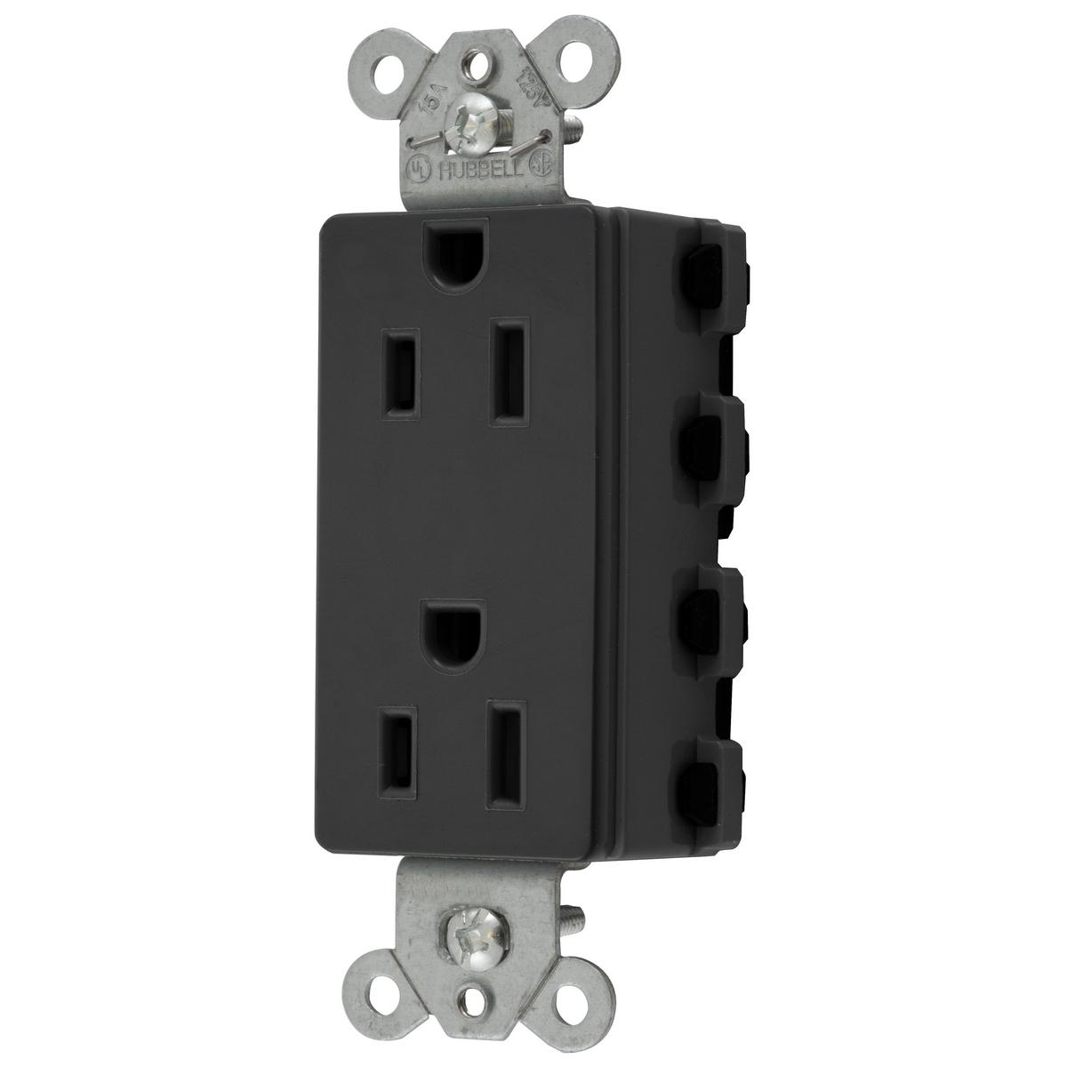 Hubbell Wiring Device-Kellems SNAP2152BKNA Straight Blade Receptacles