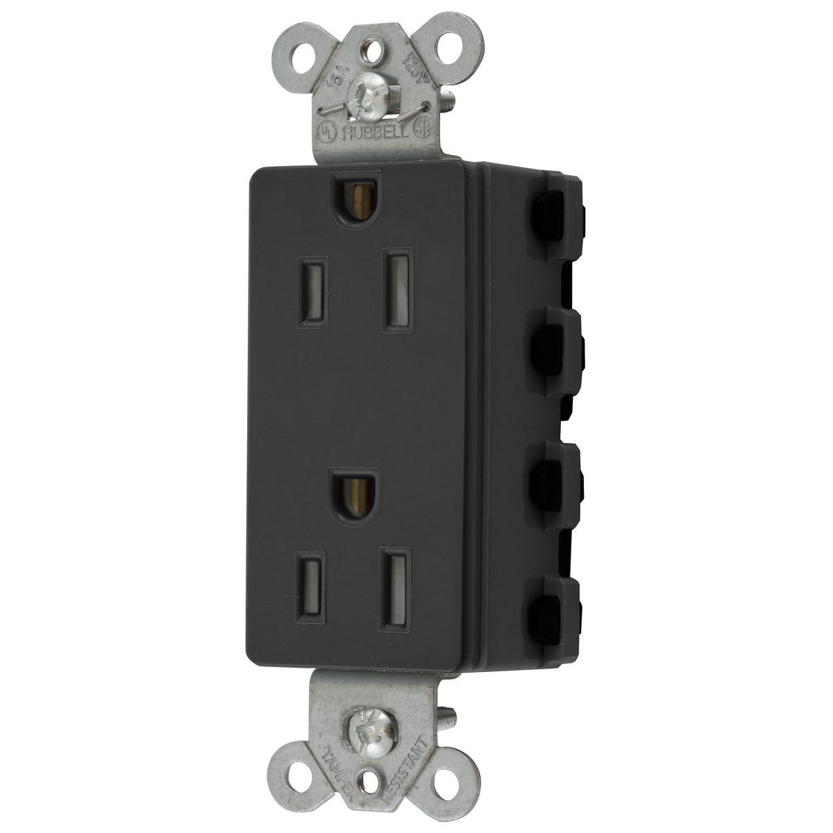 Hubbell Wiring Device-Kellems SNAP2152BKTRA Straight Blade Receptacles