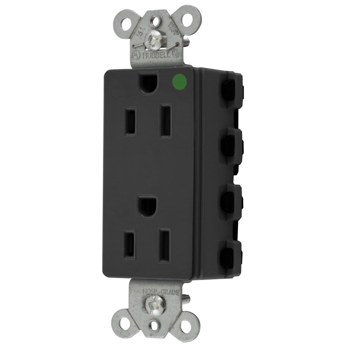 Hubbell Wiring Device-Kellems SNAP2172BKA Straight Blade Receptacles