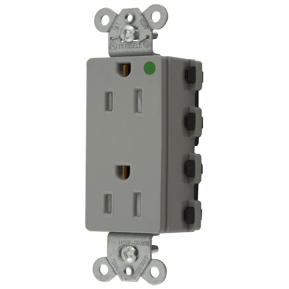 Hubbell Wiring Device-Kellems SNAP2172GYTRA Straight Blade Receptacles