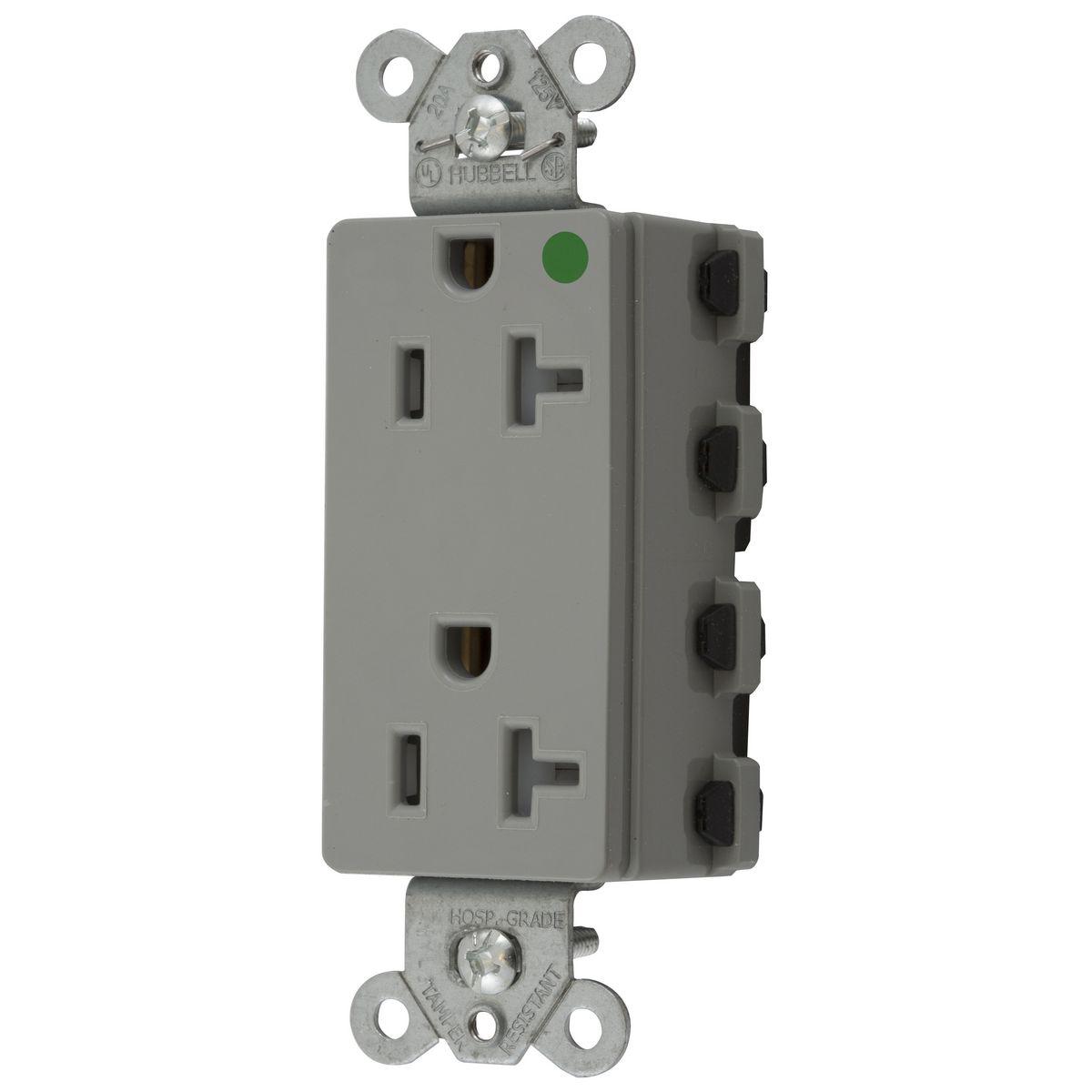 Hubbell Wiring Device-Kellems SNAP2182GYTRA Straight Blade Receptacles