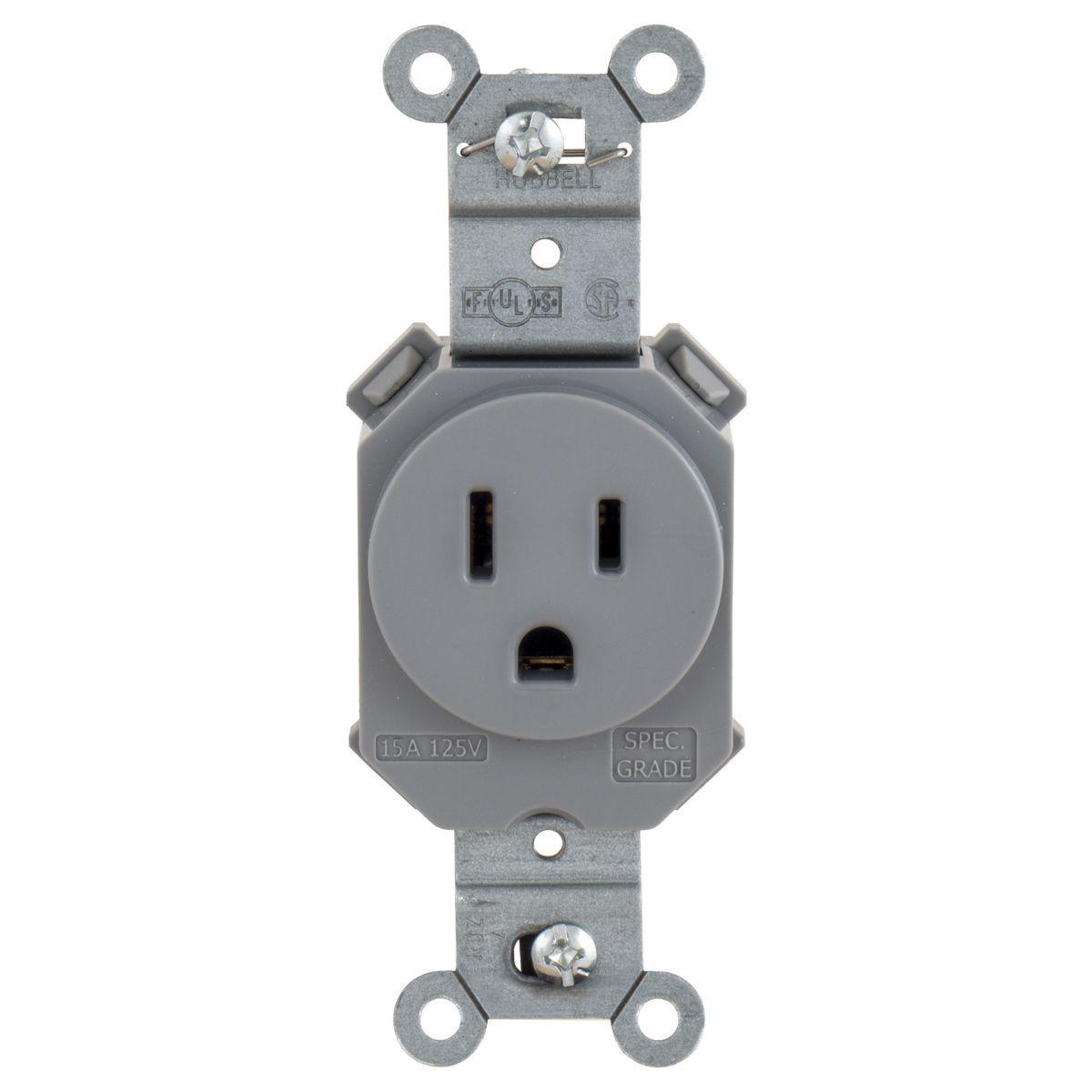 Hubbell Wiring Device-Kellems SNAP5261GY Straight Blade Receptacles