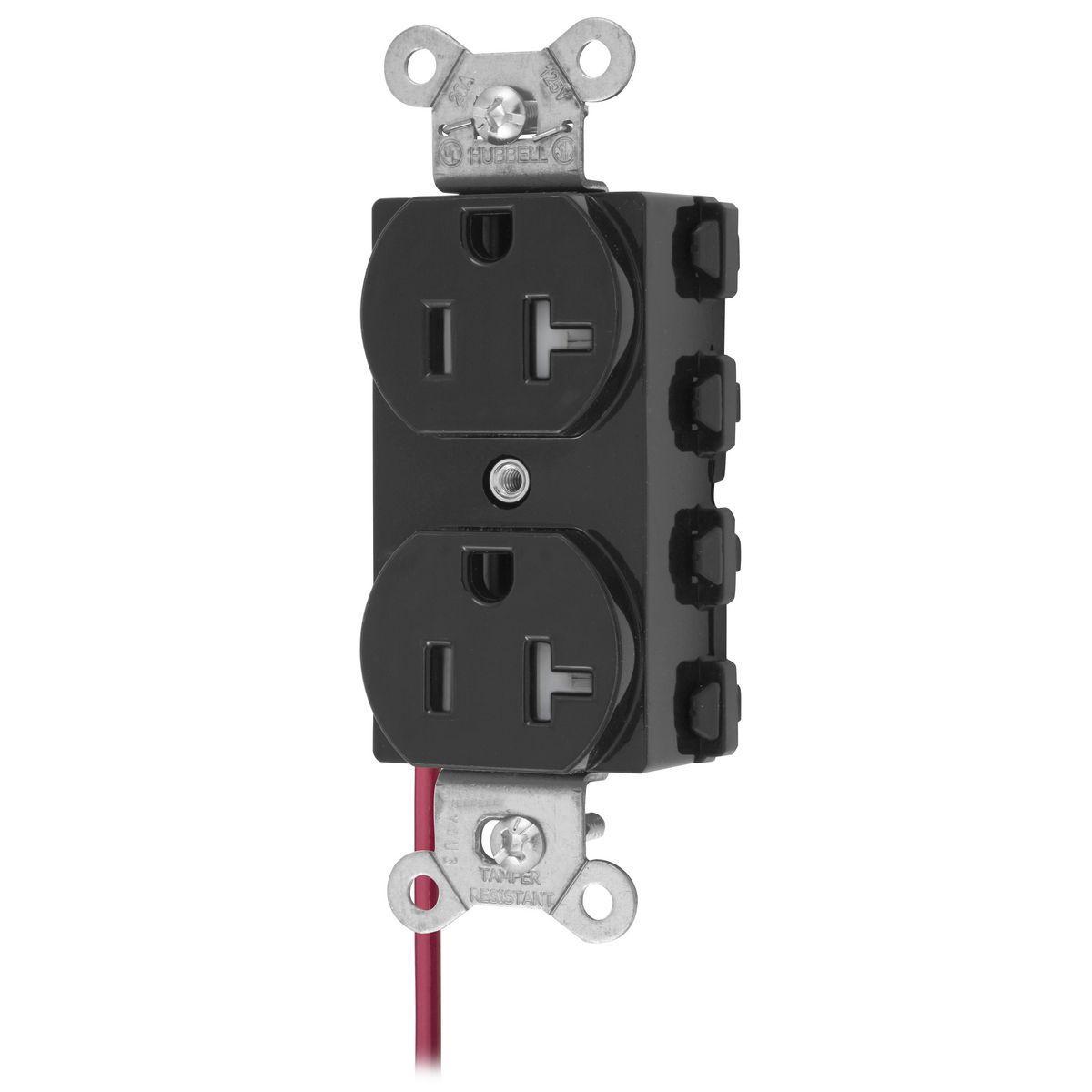 Hubbell Wiring Device-Kellems SNAP5362BKSCTRA Straight Blade Receptacles