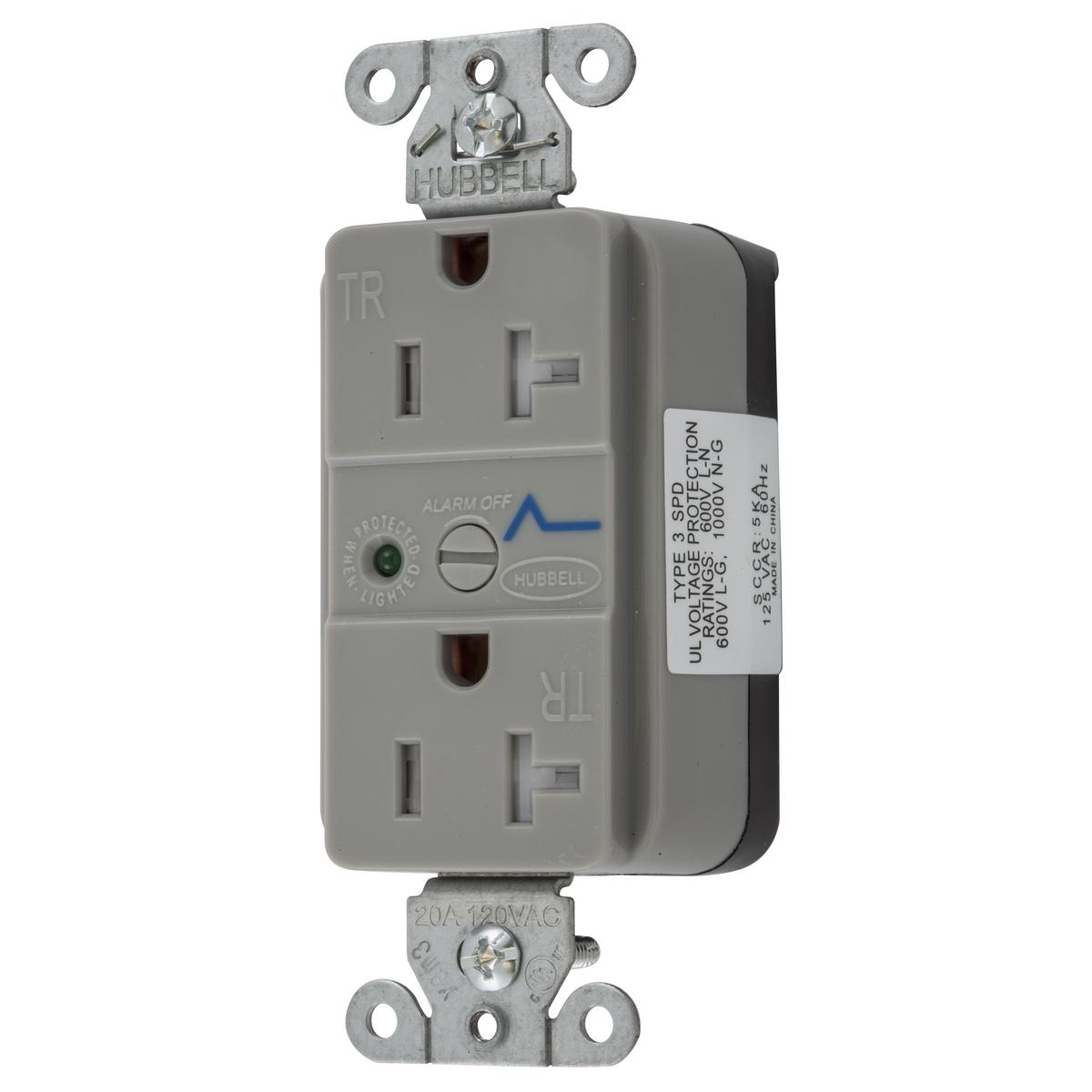 Hubbell Wiring Device-Kellems SNAP5362GYS Straight Blade Receptacles