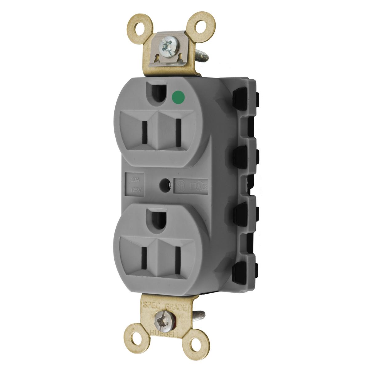 Hubbell Wiring Device-Kellems SNAP8200GYA Straight Blade Receptacles