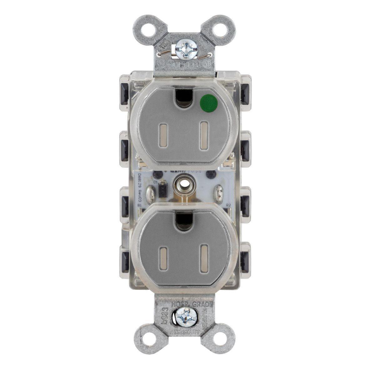 Hubbell Wiring Device-Kellems SNAP8200GYLTR Straight Blade Receptacles