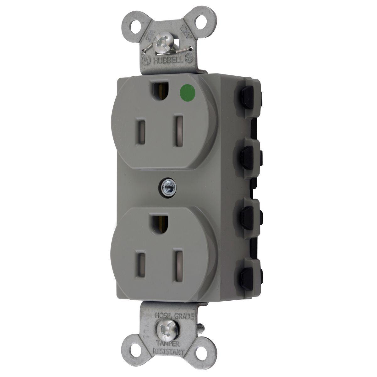 Hubbell Wiring Device-Kellems SNAP8200GYTRA Straight Blade Receptacles