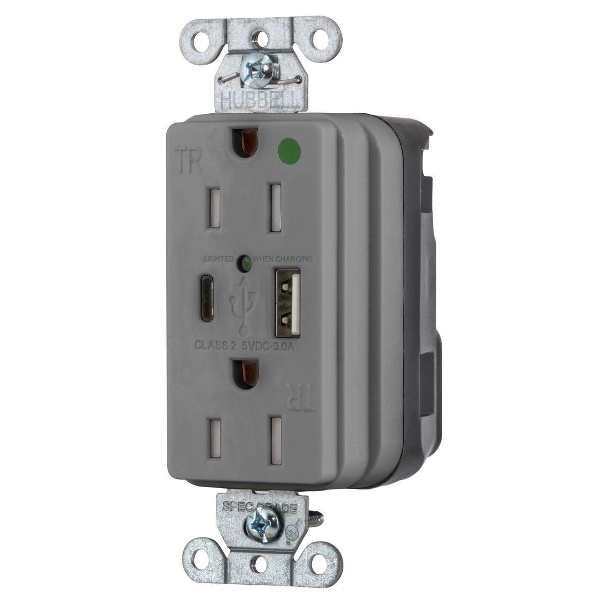 Hubbell Wiring Device-Kellems SNAP8200UACGY Receptacles & USB Ports