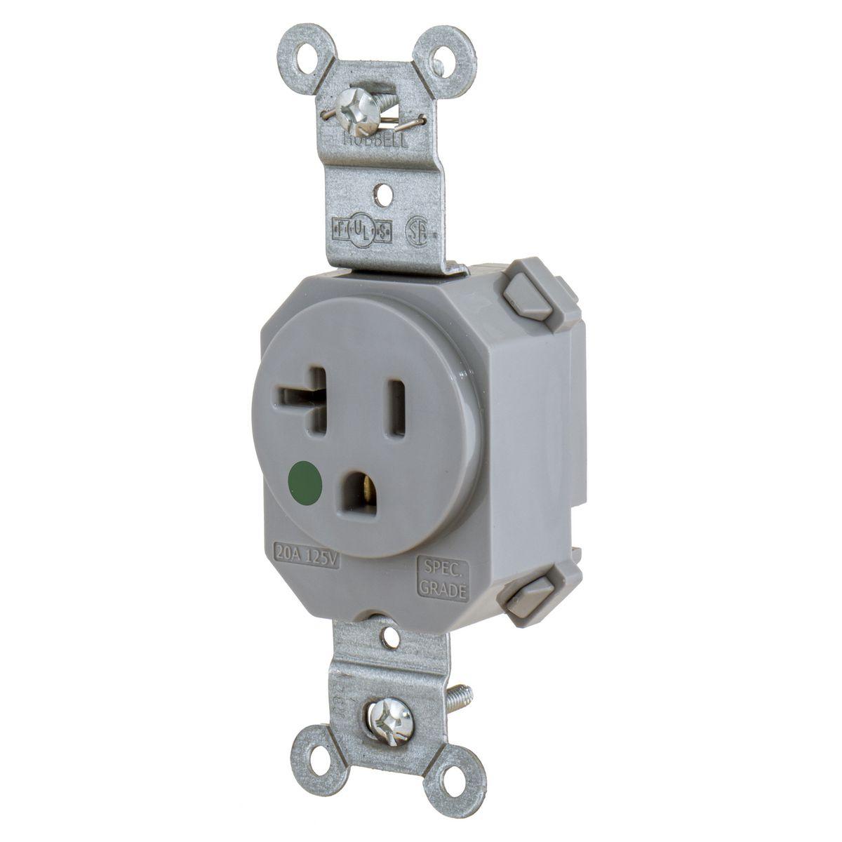 Hubbell Wiring Device-Kellems SNAP8310GY Straight Blade Receptacles
