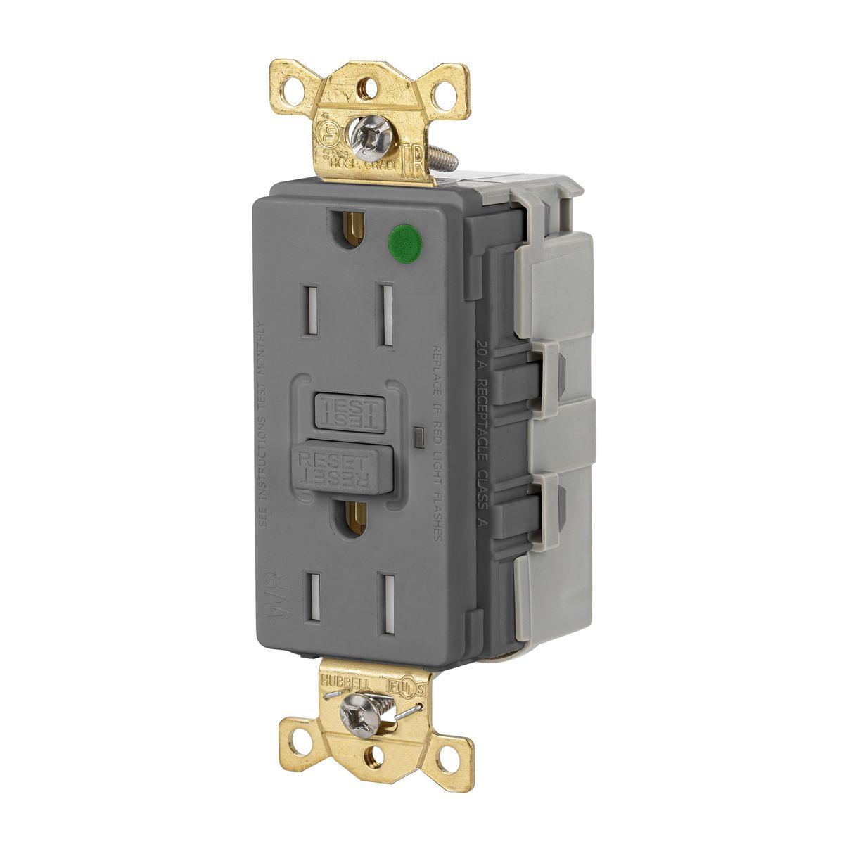 Hubbell Wiring Device-Kellems SNAPGFTW82GRY GFCI Receptacles