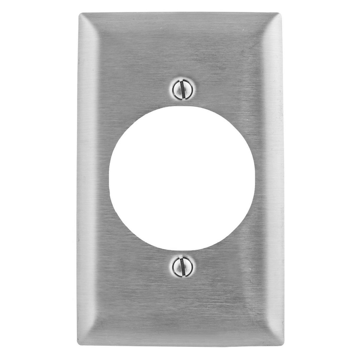 Hubbell Wiring Device-Kellems SS723 Standard Receptacle Wall Plate, 1 Gangs, 302/304 Stainless Steel