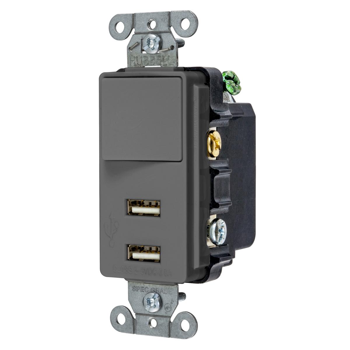 Hubbell Wiring Device-Kellems USB102GY Receptacles & USB Ports